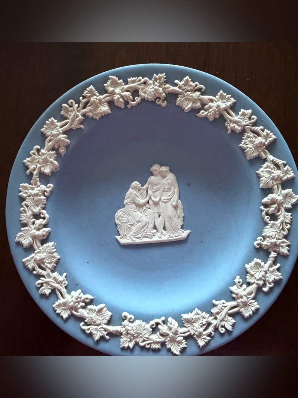 Wedgwood Pale Blue Jasperware Plate with White Relief